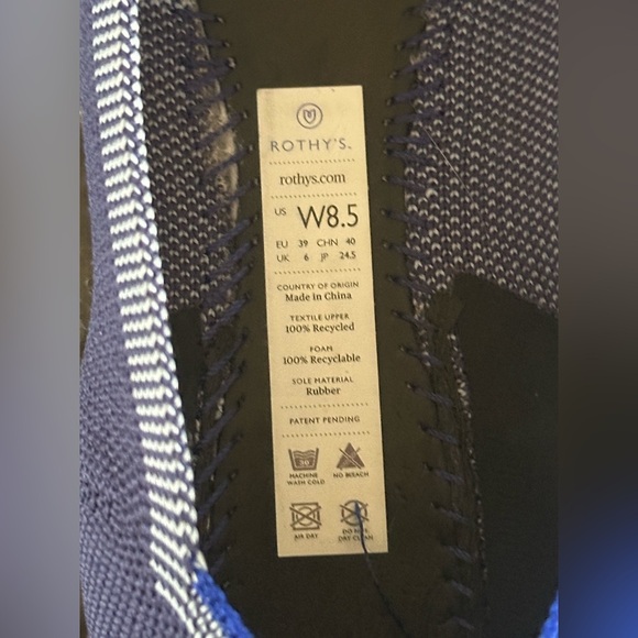 Rothy’s Navy Light Blue Red Stripe Colorblock Rounded Flats Size 8.5 - Picture 10 of 10